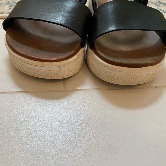 Mia Chunky Black Strap Sandals with White Soles - Picture 9 of 9